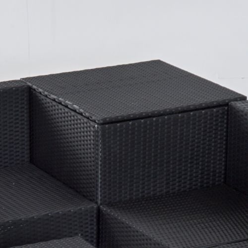 Holland 6 Piece Rattan Sofa Set With Cushions-Black/Beige