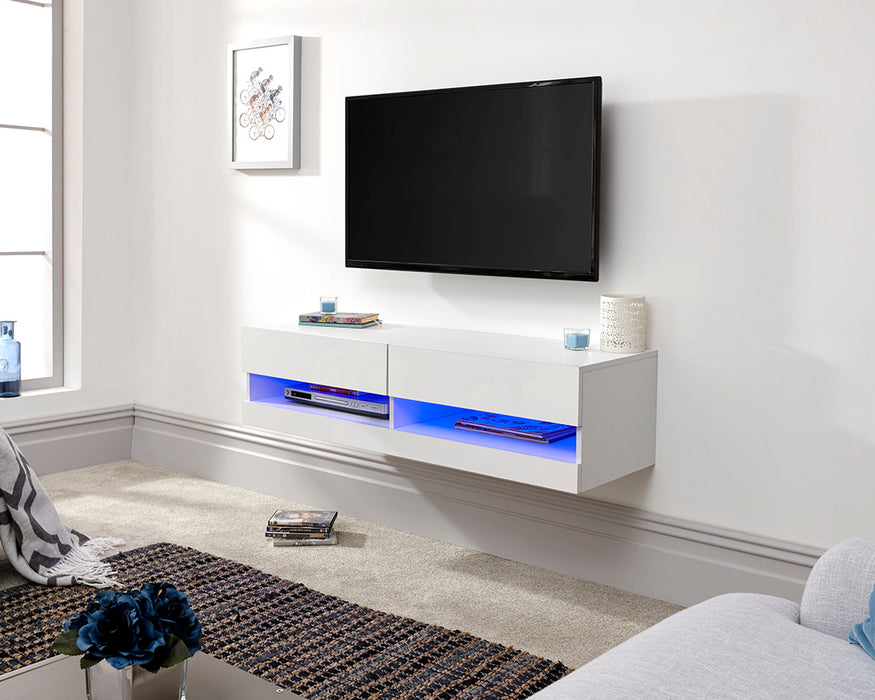 Galicia Wall Mounted TV Unit With LED - Available In 3 Sizes & Colours