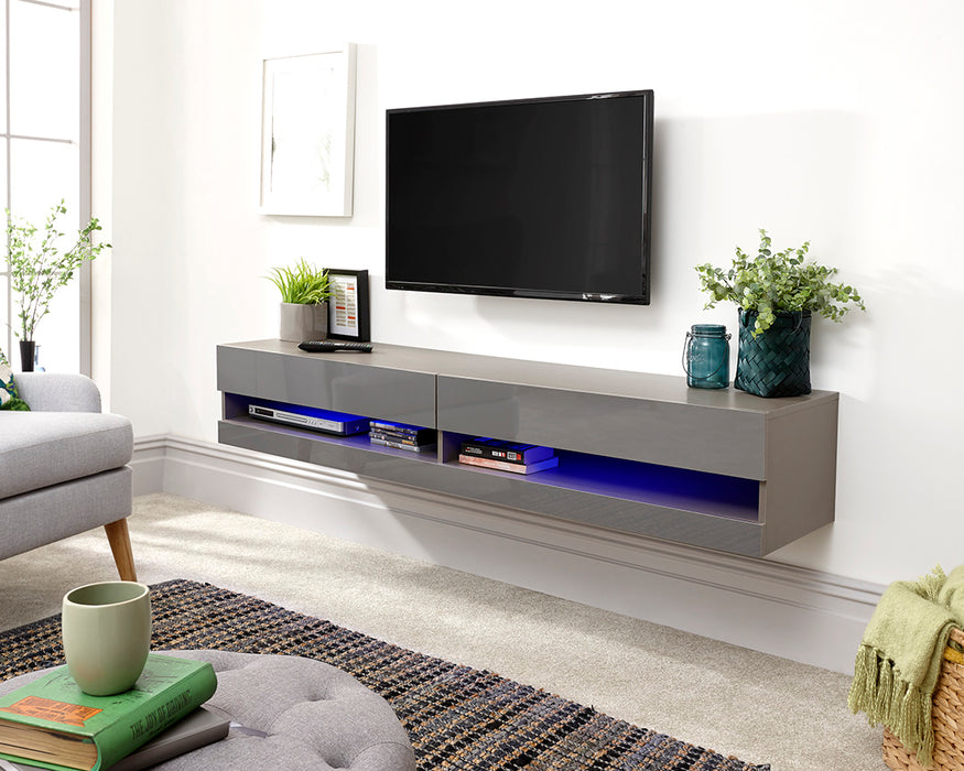 Galicia Wall Mounted TV Unit With LED - Available In 3 Sizes & Colours