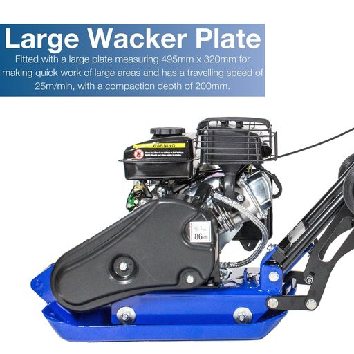 Hyundai 87cc Petrol Plate Compactor/Wacker Plate With Wheel Kit & Paving Pad | HYCP5030