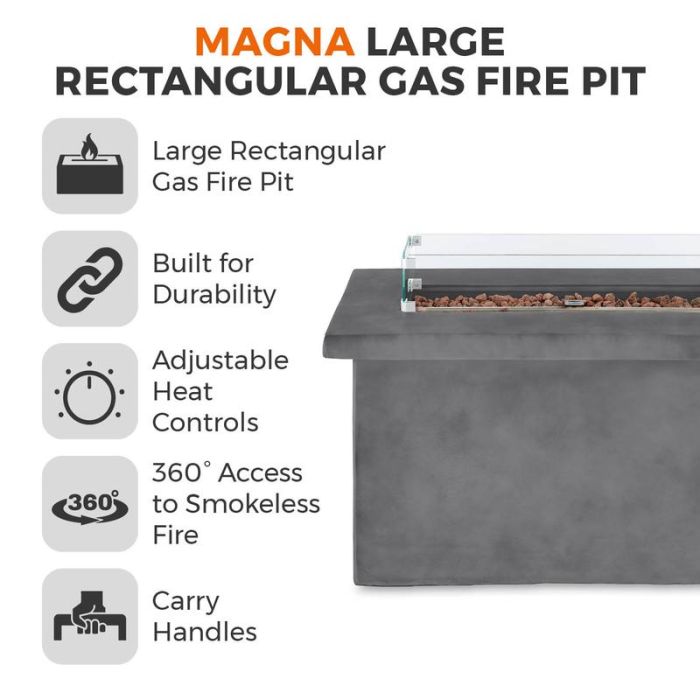 Tower Magna Rectangular Gas Fire Pit