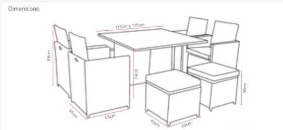 Maddison 4-8 Seater Cube Dining Set