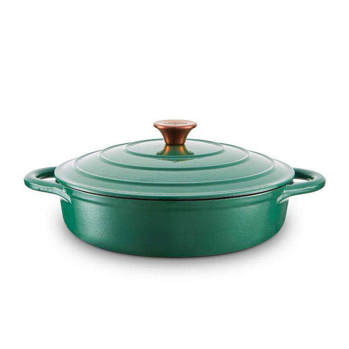 Barbary & Oak Foundry 28cm Shallow Cast Iron Casserole Pan - Available In 3 Colours