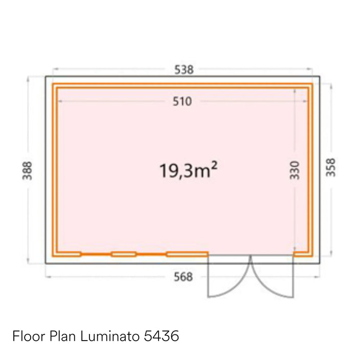 Telluria 18x12ft Luminato Premier Steel Garden Room - 5.4m x 3.6m