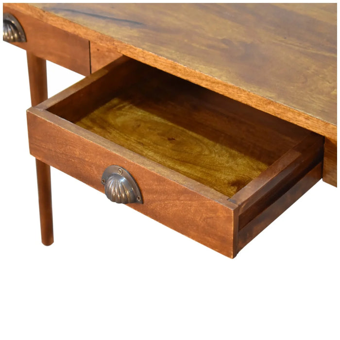 Chestnut Nordic Style Writing Desk With 2 Drawers