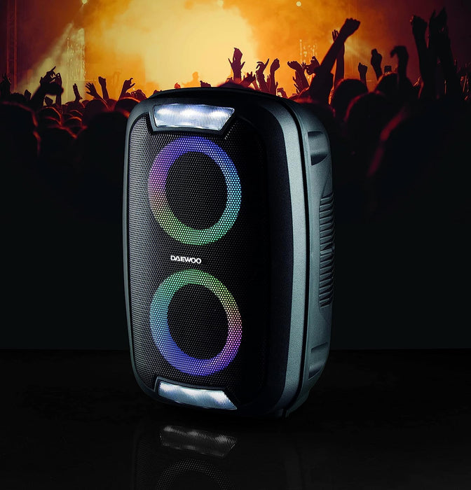 Daewoo Rechargeable Bluetooth Party Speaker With LED Colour Changing Lights