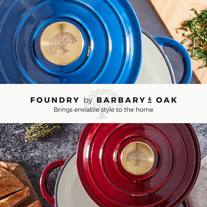 Barbary & Oak Foundry 20cm Round Cast Iron Casserole Pan - Available In 4 Colours