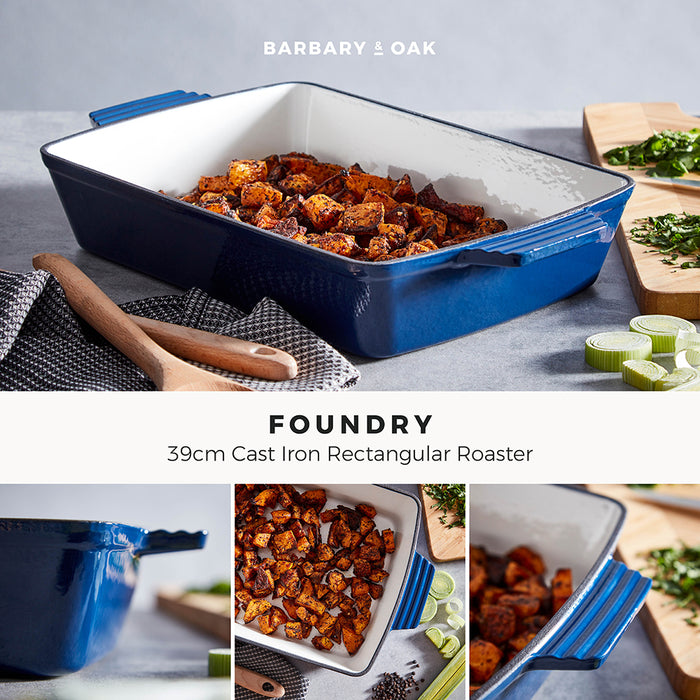 Barbary & Oak Foundry 39cm Cast Iron Roaster - Available In 4 Colours