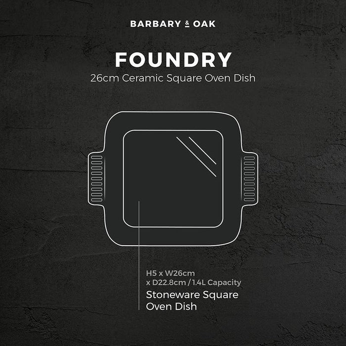 Barbary & Oak 26cm Ceramic Square Oven Dish - Available In 2 Colours