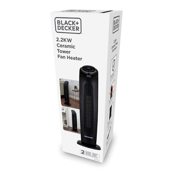 Black & Decker 2.2KW Ceramic Tower Fan Heater - Black
