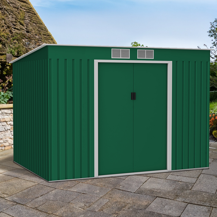 Lotus Hestia Pent Metal Shed Including Foundation Kit - Available In 3 Sizes