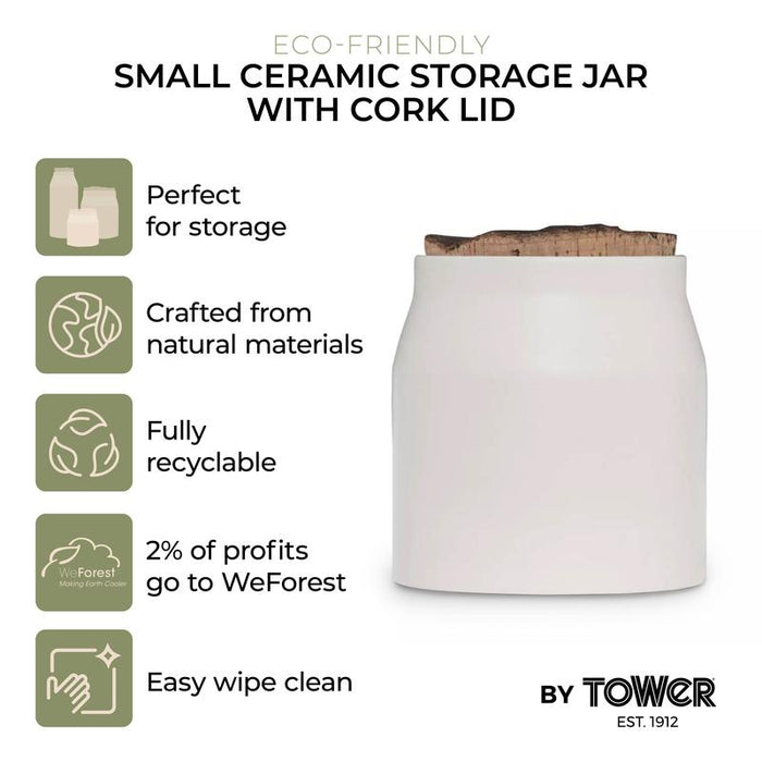 Small Ceramic Storage Jar With Weathered Cork Lid