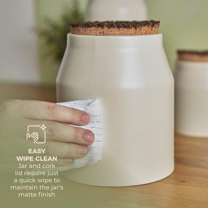 Medium Ceramic Storage Jar With Weathered Cork Lid