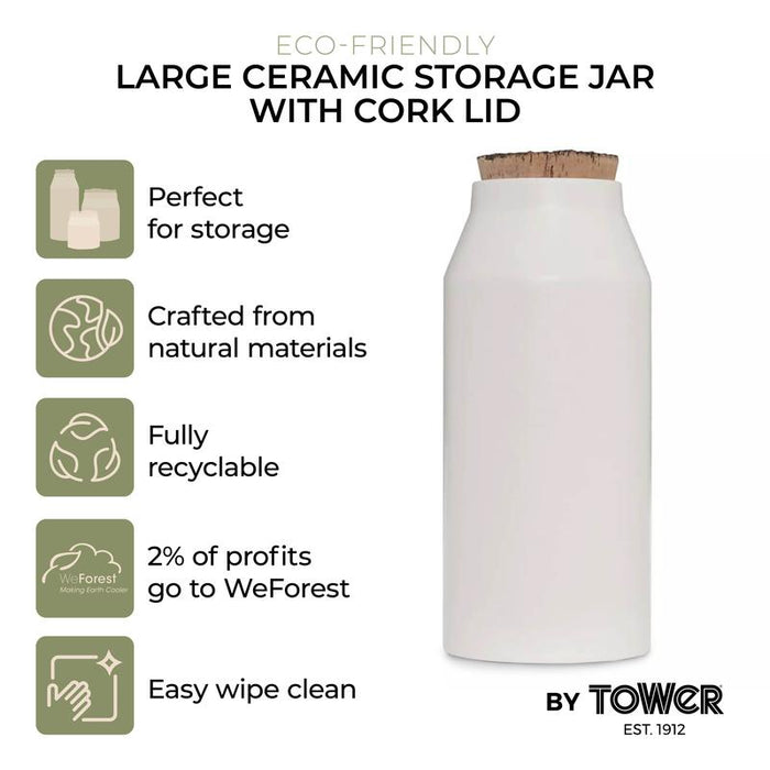 Large Ceramic Storage Jar With Weathered Cork Lid