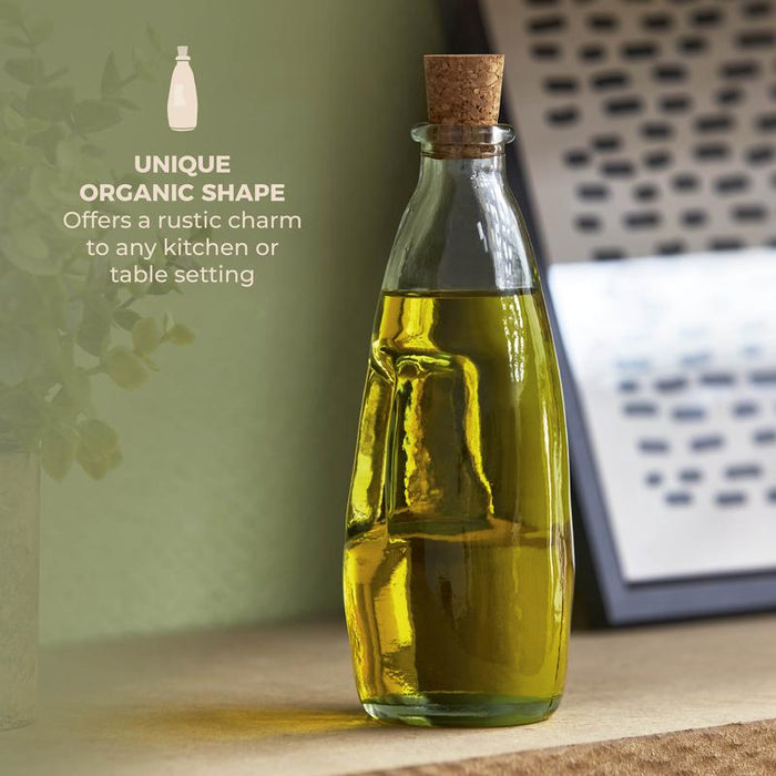300ml Recycled Glass Oil Bottle With Cork Stopper