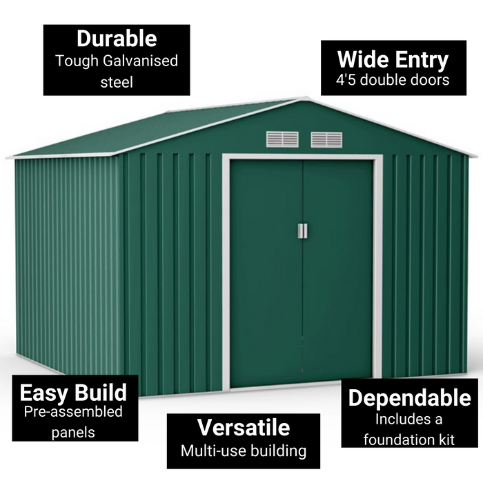 Lotus Orion Apex Metal Shed With Foundation Kit - Available In 3 Sizes