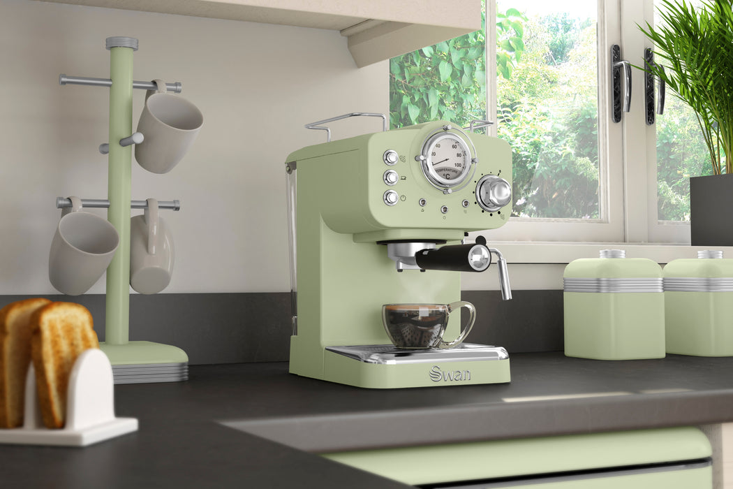 Swan Retro Pump Espresso Coffee Machine - Green
