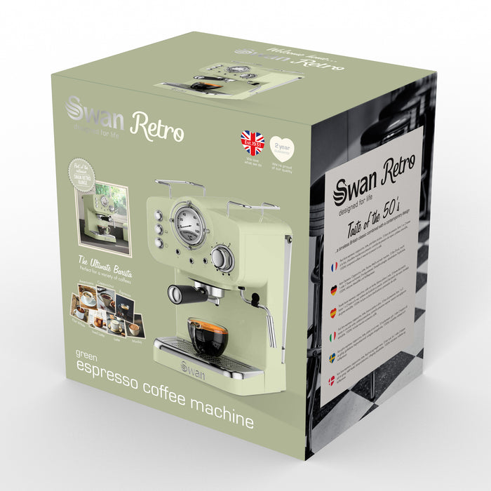 Swan Retro Pump Espresso Coffee Machine - Green