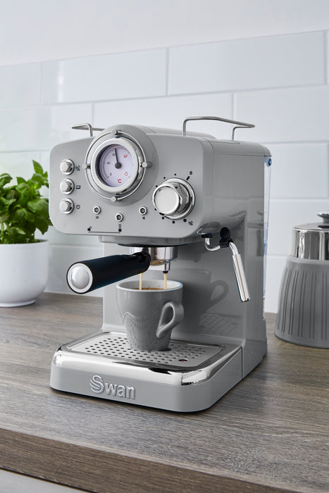Swan Retro Pump Espresso Coffee Machine - Grey