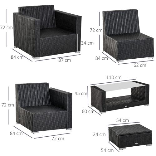 Holland 7 piece Rattan Sofa Set with Cushions-Grey/Beige