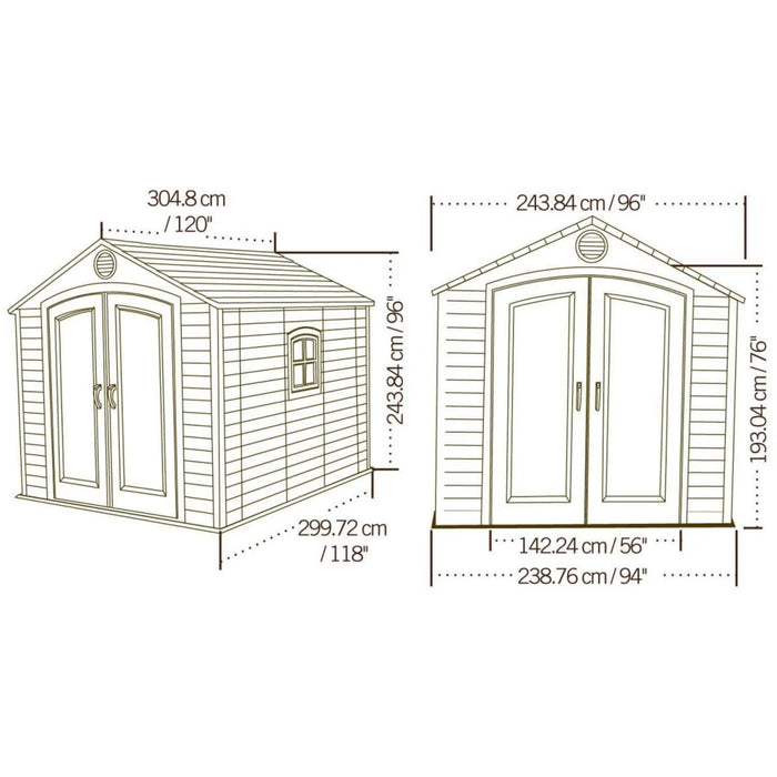 Lifetime 8x10ft Special Edition Heavy Duty Plastic Garden Shed