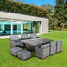 11 Pieces Rattan Dining Set Cushion Footrest Garden Wicker w/Parasol Hole - Direct GB Home & Garden