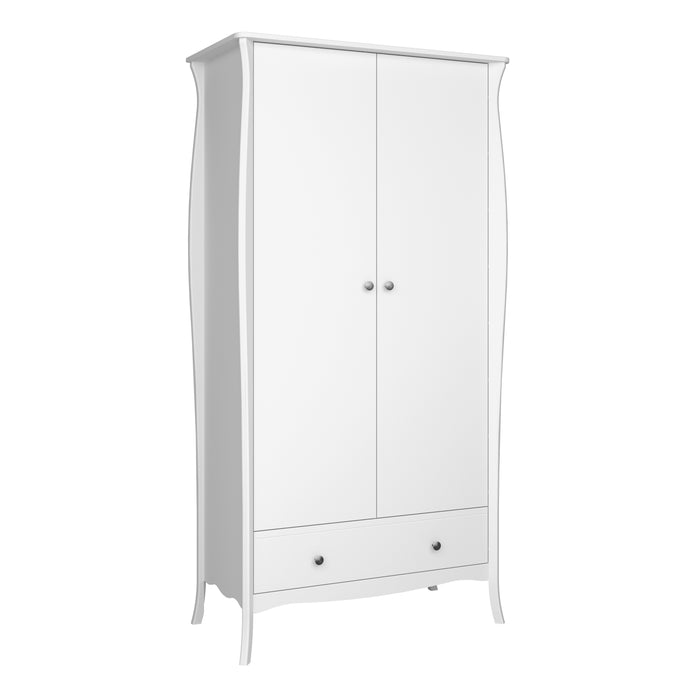 Baroque 2 Door 1 Drawer Wardrobe  - Available In 3 Colours
