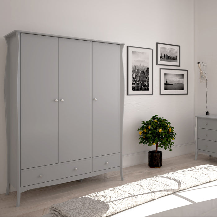 Baroque 3 Door 2 Drawer Wardrobe  - Available In 2 Colours