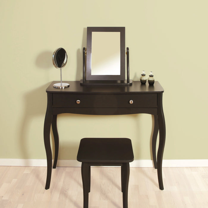 Baroque 1 Drawer Vanity With Stool & Mirror - Available In 2 Colours