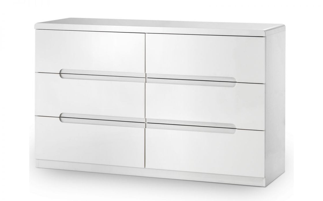 Julian Bowen Manhattan 6 Drawer Wide Chest - Available In 2 Colours