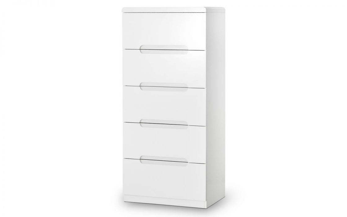 Julian Bowen Manhattan 5 Drawer Narrow Chest - Available In 2 Colours