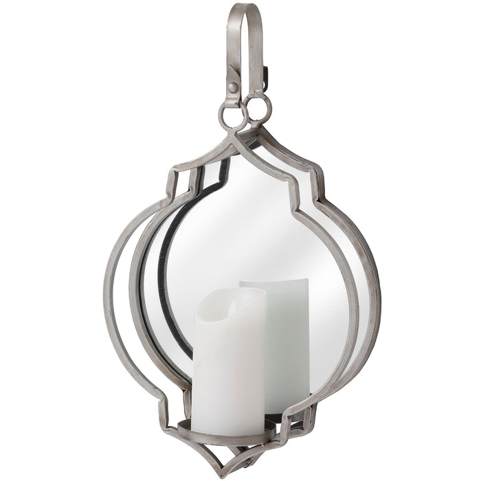Quarterfoil Design Mirrored Candle Wall Hanger