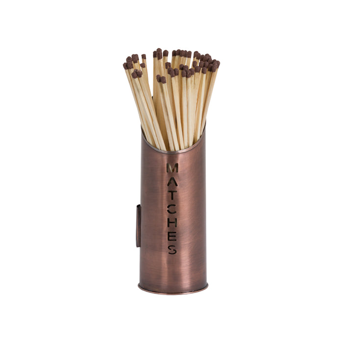 Copper Finish Logs, Kindling Bucket & Matchstick Holder