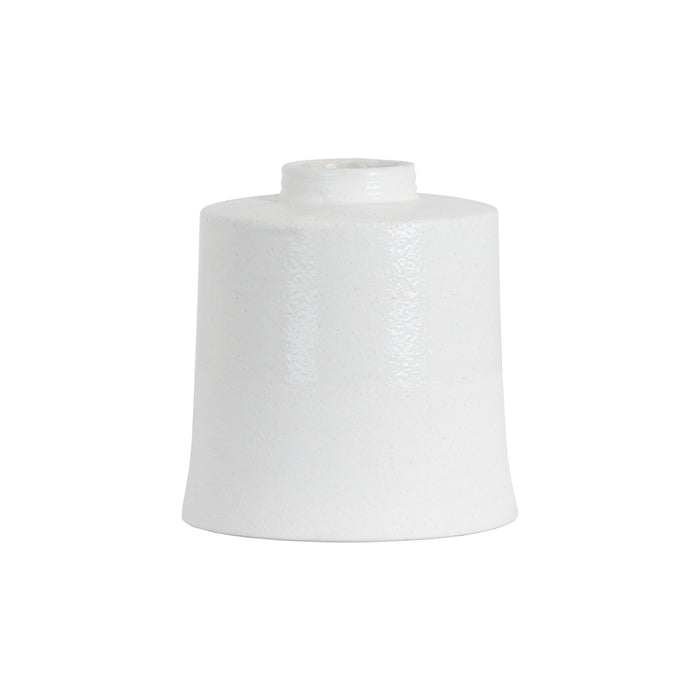Large White & Grey Detail Cylindrical Ceramic Vase