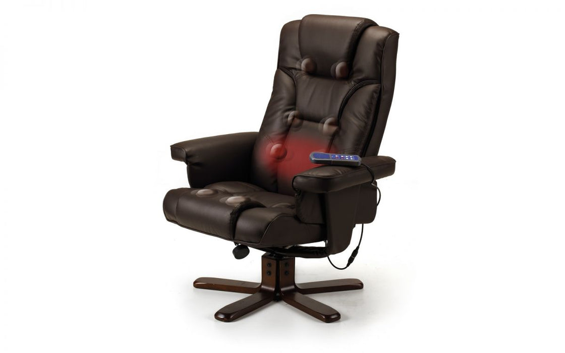 Julian Bowen Malmo Massage Recliner & Stool - Available In 2 Colours