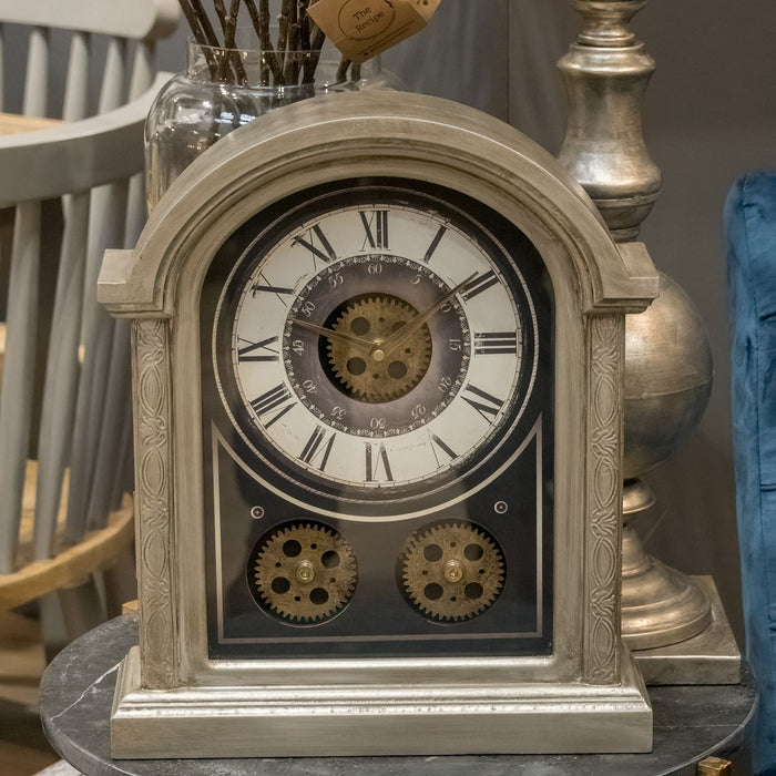 Antique Silver Mechanism Mantle Clock