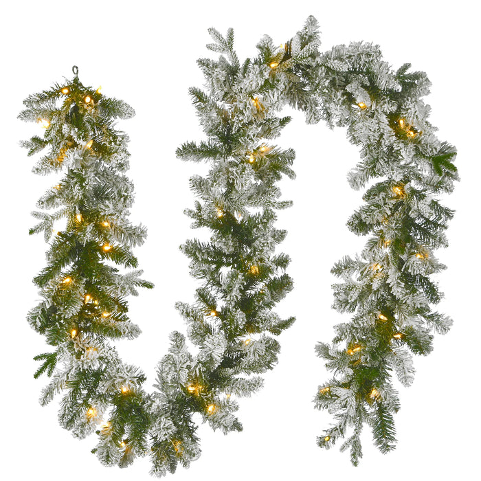 Iceland Fir 9ft x 12" Garland With 70 Warm White LED Lights