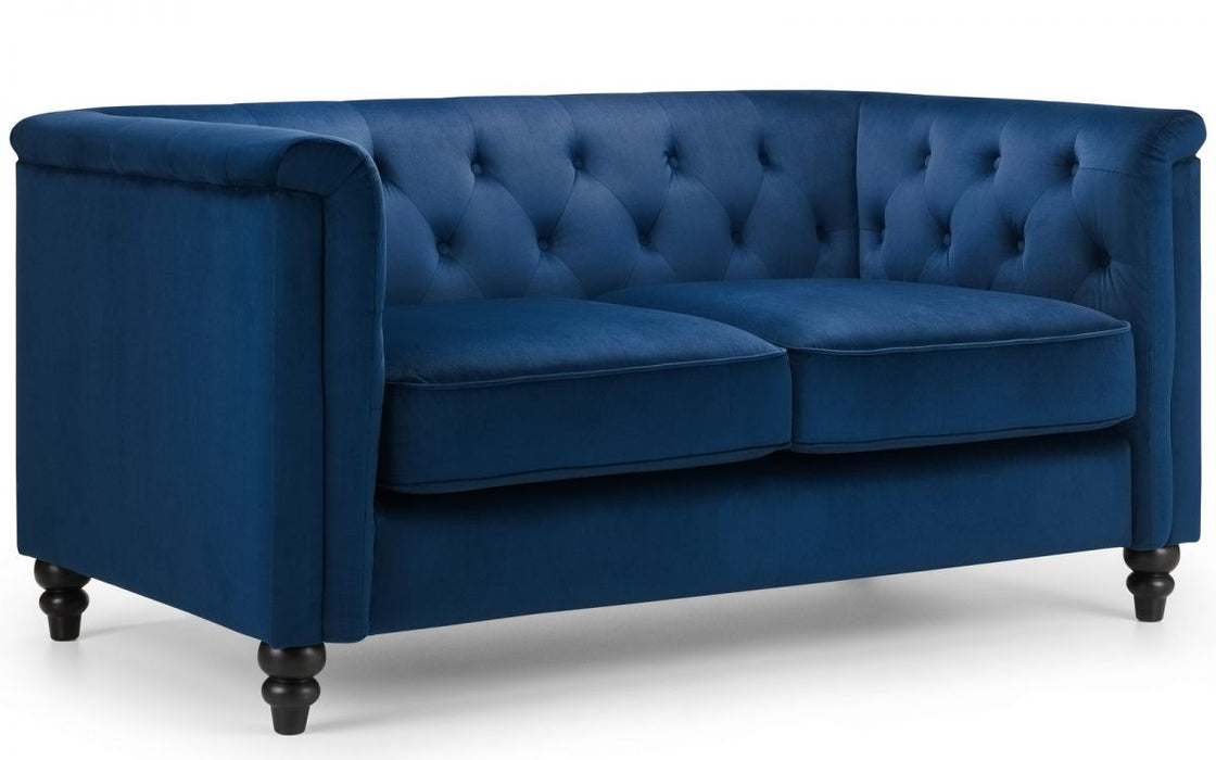 Julian Bowen Sandringham 2 Seater Sofa - Blue Velvet