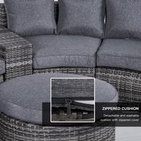 Outdoor Rattan Conversation 8 PCs Furniture Sofa Set w/ Side Table & Cushioned