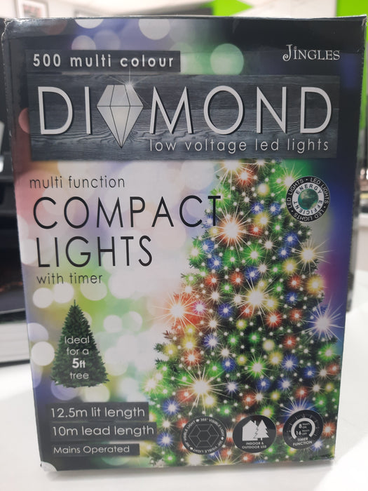 Jingles 500 Multi Colour LED Diamond Compact Lights With Timer