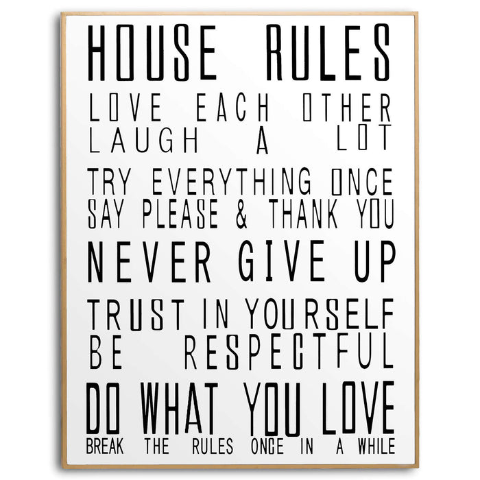 Large Glass House Rules Wall Art