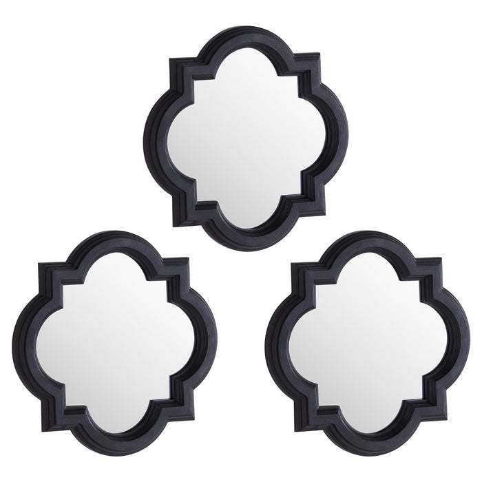 Set Of Three Dark Grey Quartrefoil Mirrors