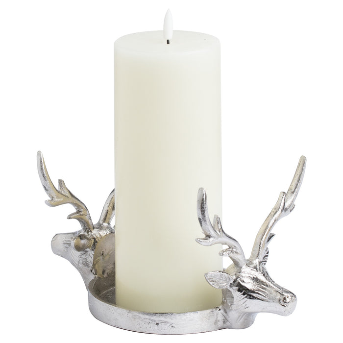 Cast Silver Large Stag Candle Holder