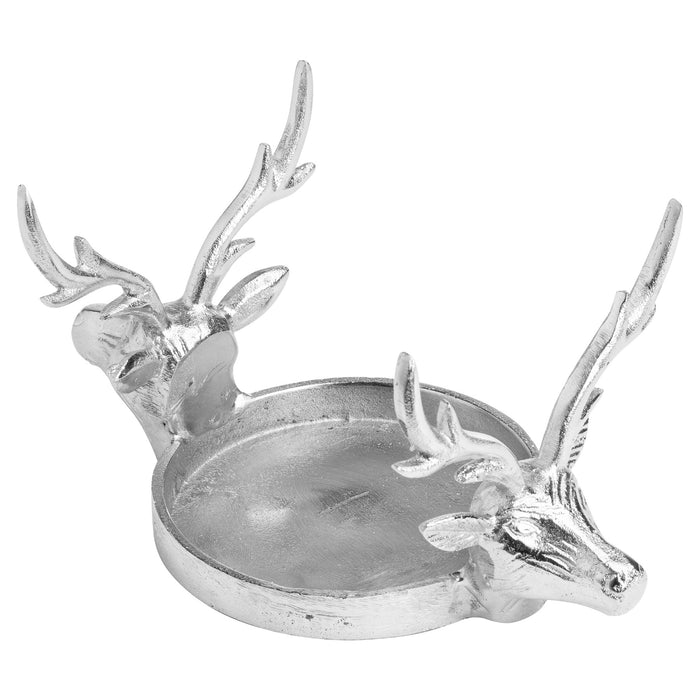 Cast Silver Large Stag Candle Holder