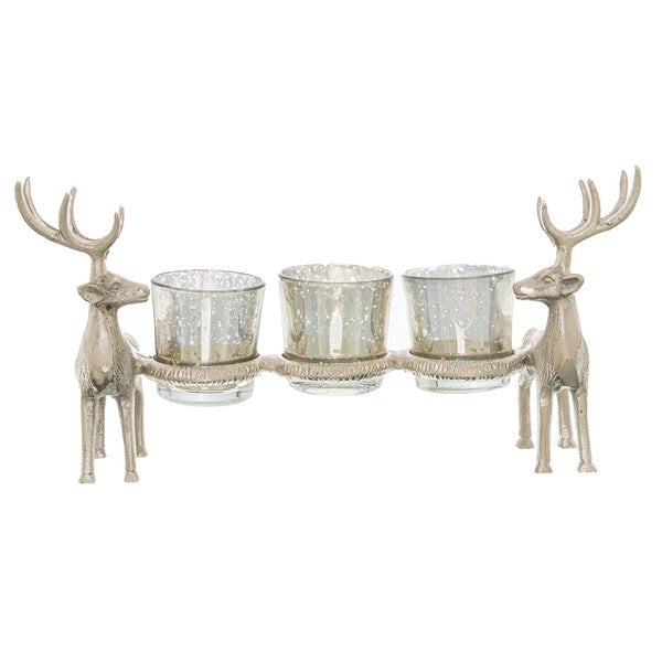 Silver Stag Triple Tealight Holders