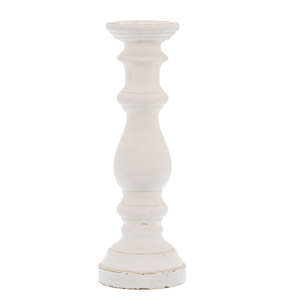 Matt White Large Ceramic Column Candle Holder