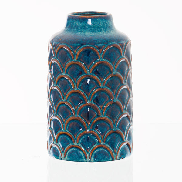 Seville Collection Scalloped Indigo Vase