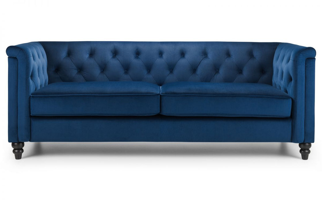 Julian Bowen Sandringham 3 Seater Sofa - Blue Velvet