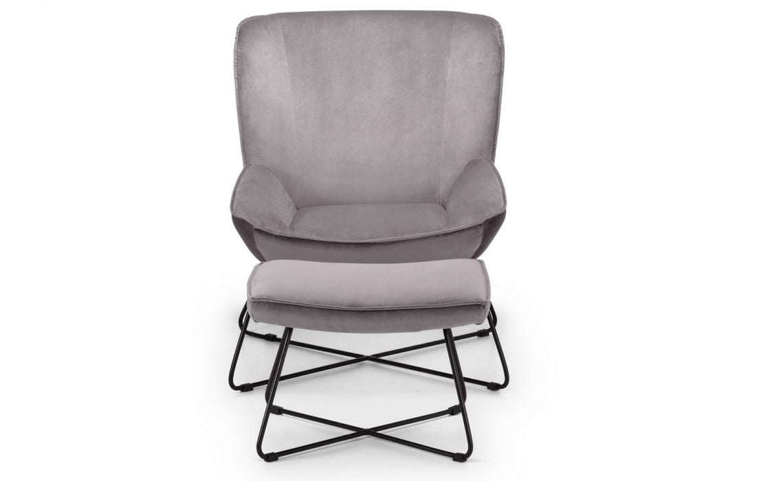 Julian Bowen Mila Velvet Accent Chair & Stool  - Available In 2 Colours