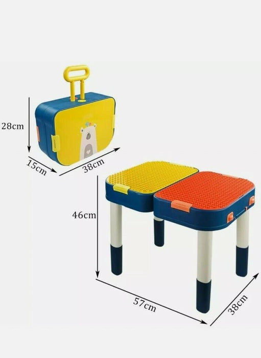 2 In 1 Children's Luggage & Building Block Study Table